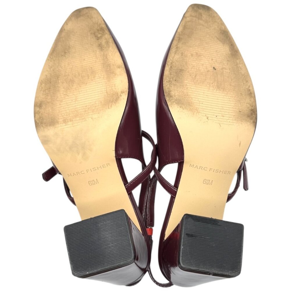 Marc Fisher Dark Red Patent Leather Lanai Slingback Pump 6.5M - Picture 6 of 7